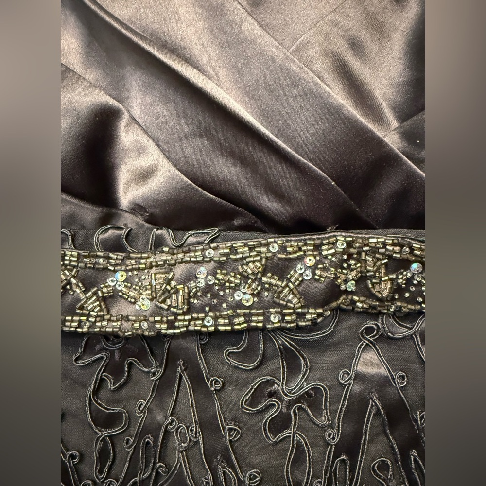 *Prom* Montage by Mon Cheri Chocolate Lace & Bead Accent Maxi Dress - Picture 4 of 6